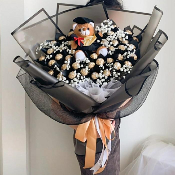 BUKET BUNGA COKLAT BONEKA/BUKET WISUDA COKLAT FERRERO ROCHER/BUKET REQUEST/ - 10coklat