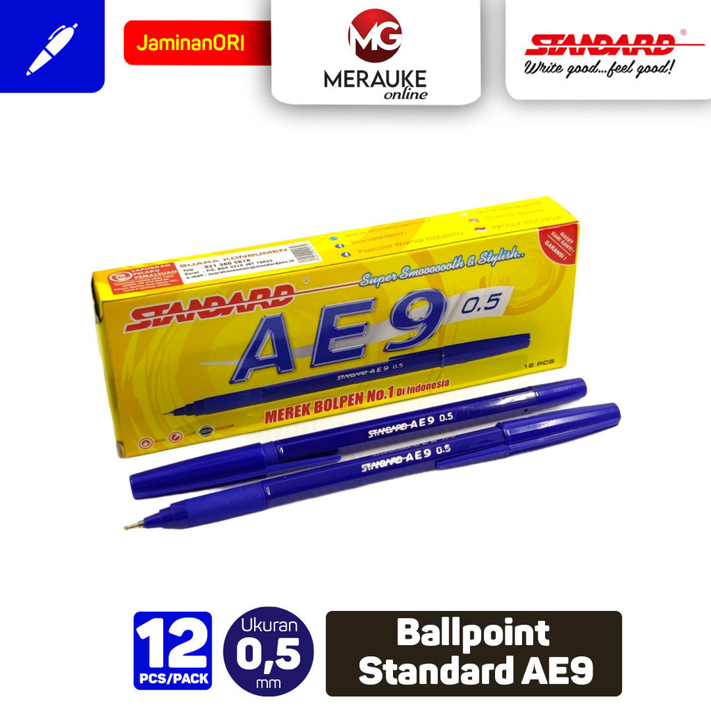 

Ballpoint STANDARD AE9 0.5mm - Biru (1 Pack isi 12 Pcs)