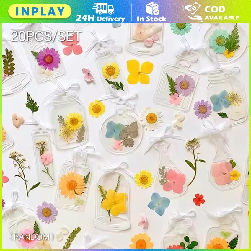 

20Pcs/Set DIY Laminasi Bookmark Bunga Press / Stiker Bunga Kering Transparan untuk Scrapbook & Dekorasi Musim Gugur