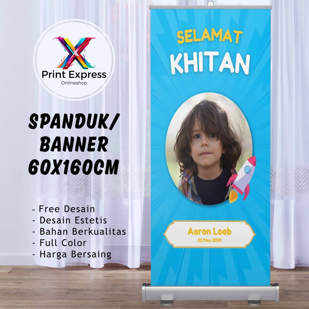 Cetak Spanduk Ucapan Selamat Khitan 60x160 Cm Bisa Rekues Free