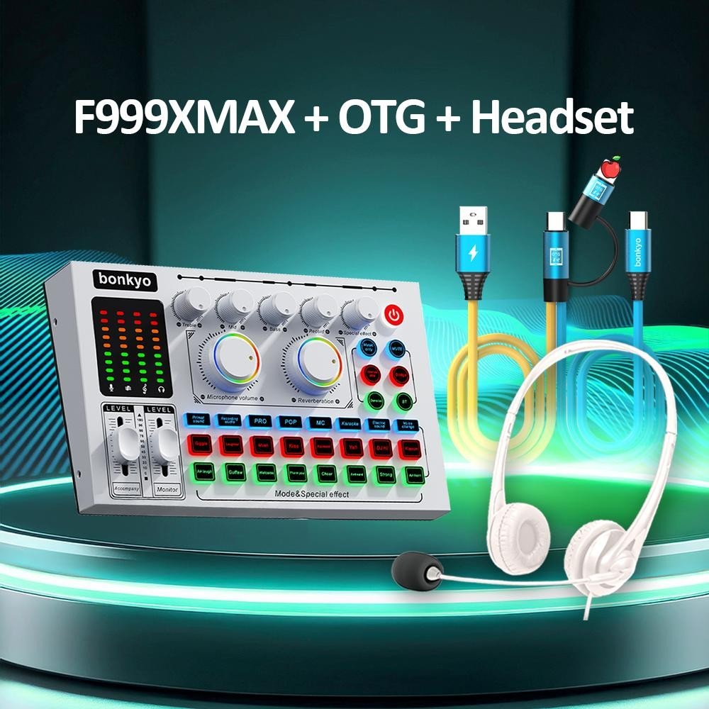 Bonkyo F999MAX +Headset+2 in 1 OTG cable New upgraded metal material F999MAX Sound Card Bluetooth Li