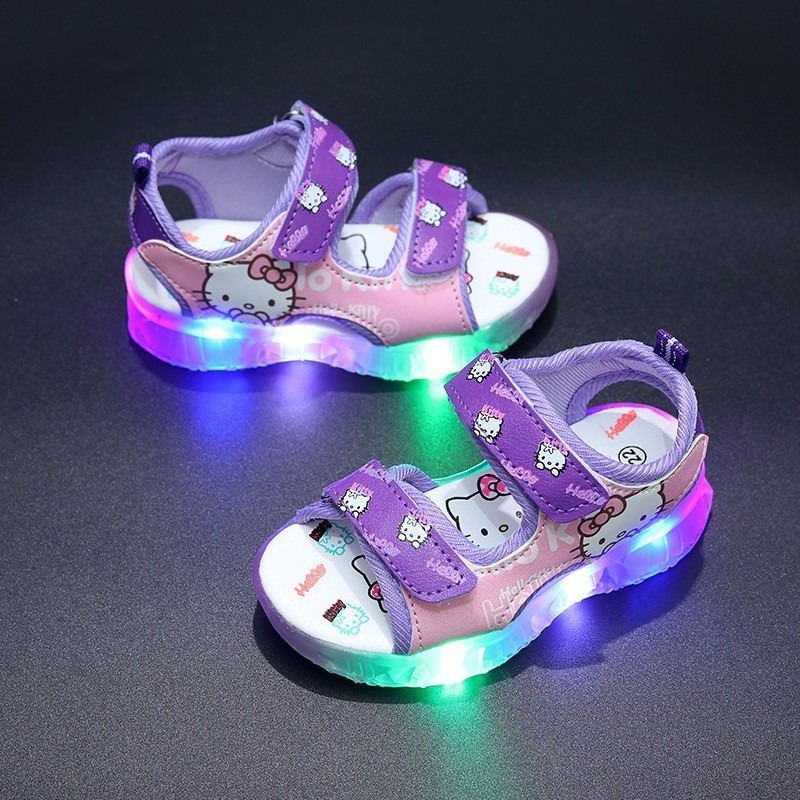 MB Sandal sepatu gunung anak perempuan cewek lampu LED cewe untuk usia 1-4 tahun