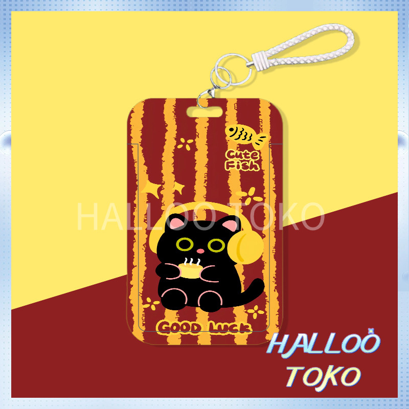 

ID CARD HOLDER MOTIF KAWAII TEMPAT KARTU PHOTOCARD PHOTO CARD Pelindung + Kucing Konektor Stripe