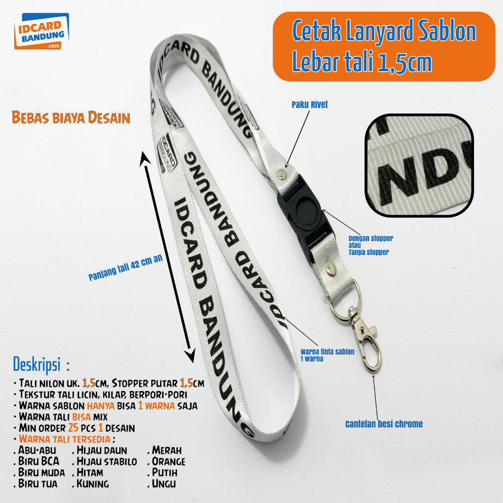 

CETAK TALI LANYARD SABLON 1,5CM 1 MUKA