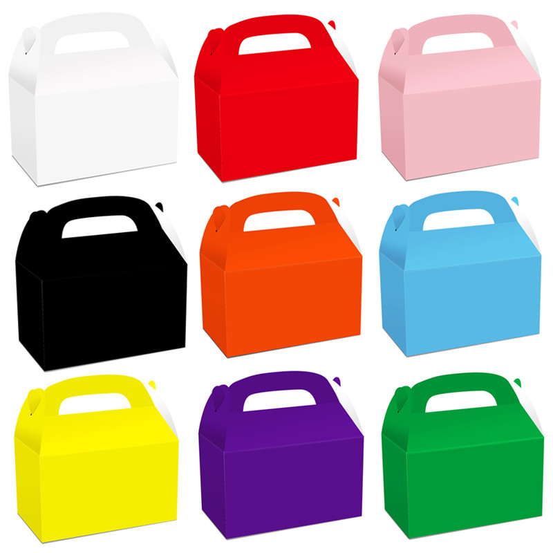 

4/36Pcs Boy Girl Birthday Party Pink Red Blue Purple Green Yellow Candy Box Gift Box Decoration Solid Color Paper Box Wholesale