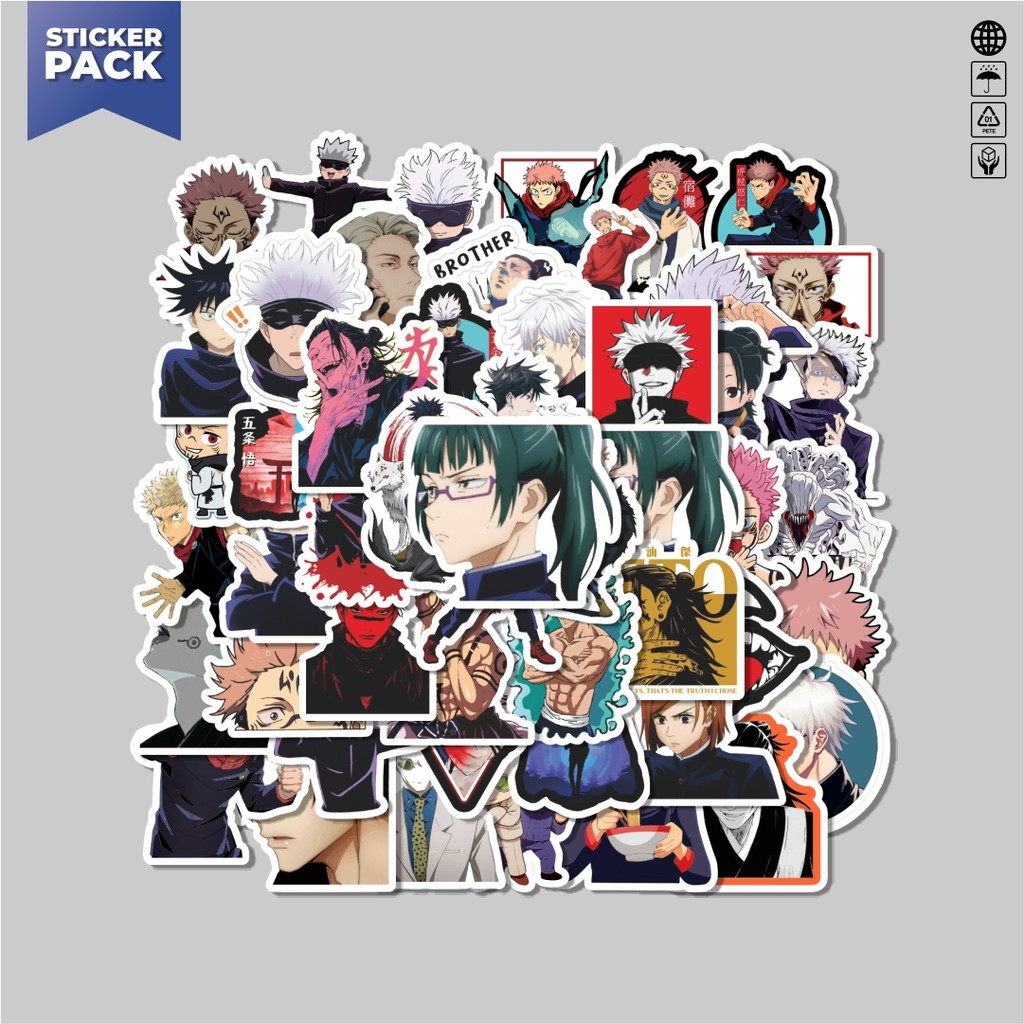 

[100PCS]Stiker Pack Stiker Anime Jujutsu Kaisen Versi 1 Aesthetic Vinyl Anti Air Dekorasi Sticker Laptop Buku Journal Koper Helm Casing HP Gitar Helm Skateboard