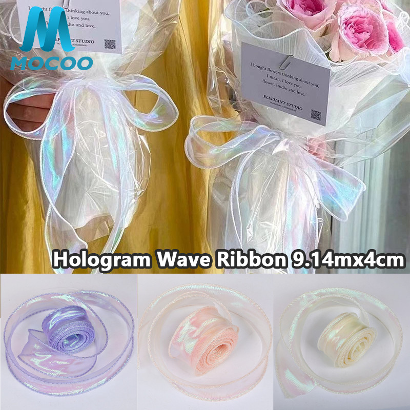 

Hologram Wave Ribbon 9.14mx4cm /flower Wrapping Wave Ribbon