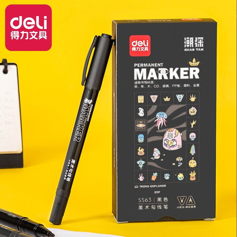 

Deli Double Head Art Pens,Fineliner Pens,Technical Drawing Pen,Fine Point,Black,Waterproof for Watercolor,Sketching,Anime,Manga
