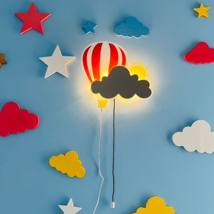 Lampu Hias LED Balon Udara Dinding Kamar Anak, Lampu Aesthetic, Hiasan Dinding, Kado Unik
