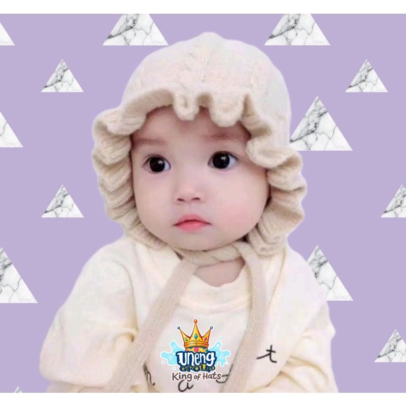 TOPI KUPLUK RAJUT BAYI PEREMPUAN KUPLUK  BONET ADA TALINYA