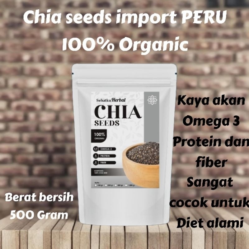 

SEHATKUHERBAL Chia seeds Organik Untuk Diet alami isi 500 Gram