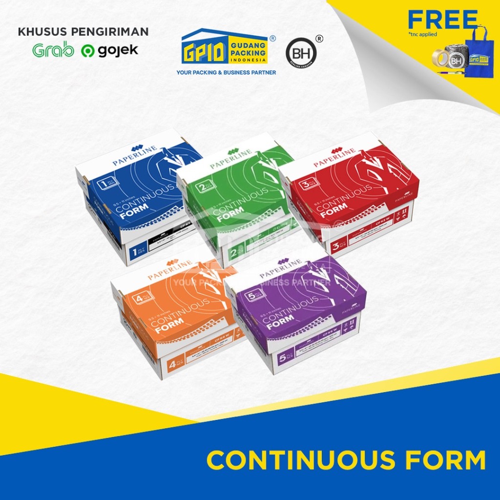 

(GOSEND/GRAB) PAPERLINE - Kertas Continuous Form 1 / 2 / 3 / 4 / 5 Ply / B1 / B2 (Full / Bagi 2)