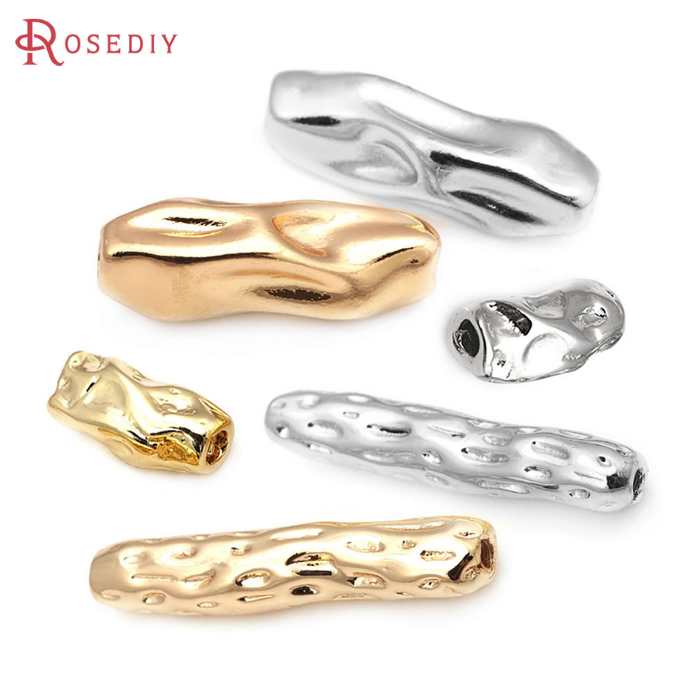 

10PCS 18K Gold Color Brass Irregular Tube Necklaces Bracelets Spacer Beads High Quality Diy Jewelry Making Accessories for Women