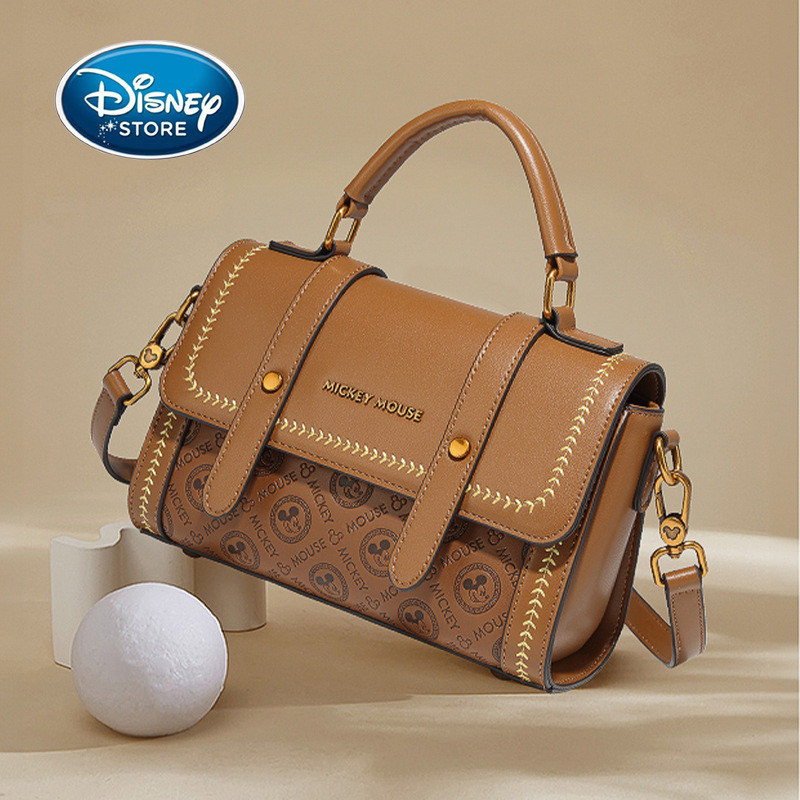 

Disney Mickey Mouse PU Leather Messenger Bags Women Leather Handbags Bags For Women Ladies Tote Hand Bag Dark Brown Square Bags