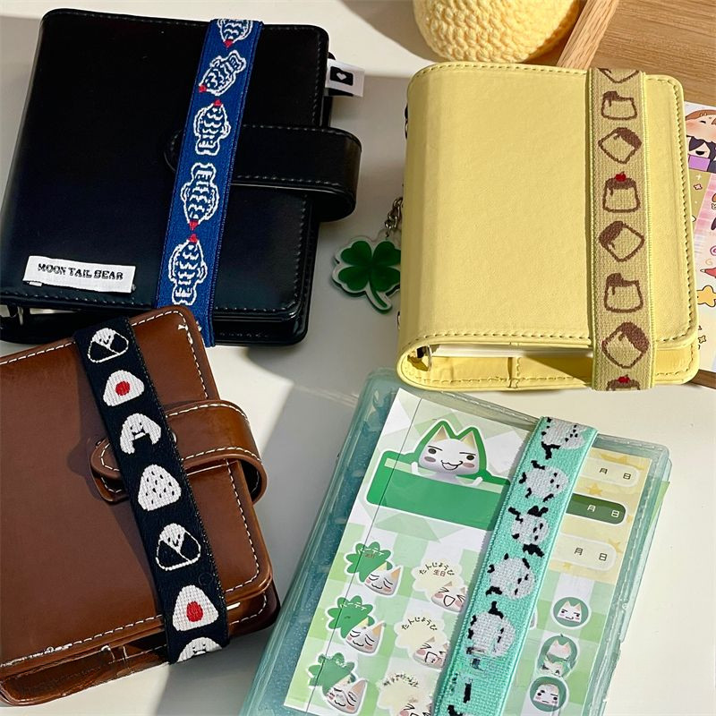 

Taiyaki Rice Ball Extendable M5 Binder Strap Retro Journal Planner Accessories DIY Elastic Band