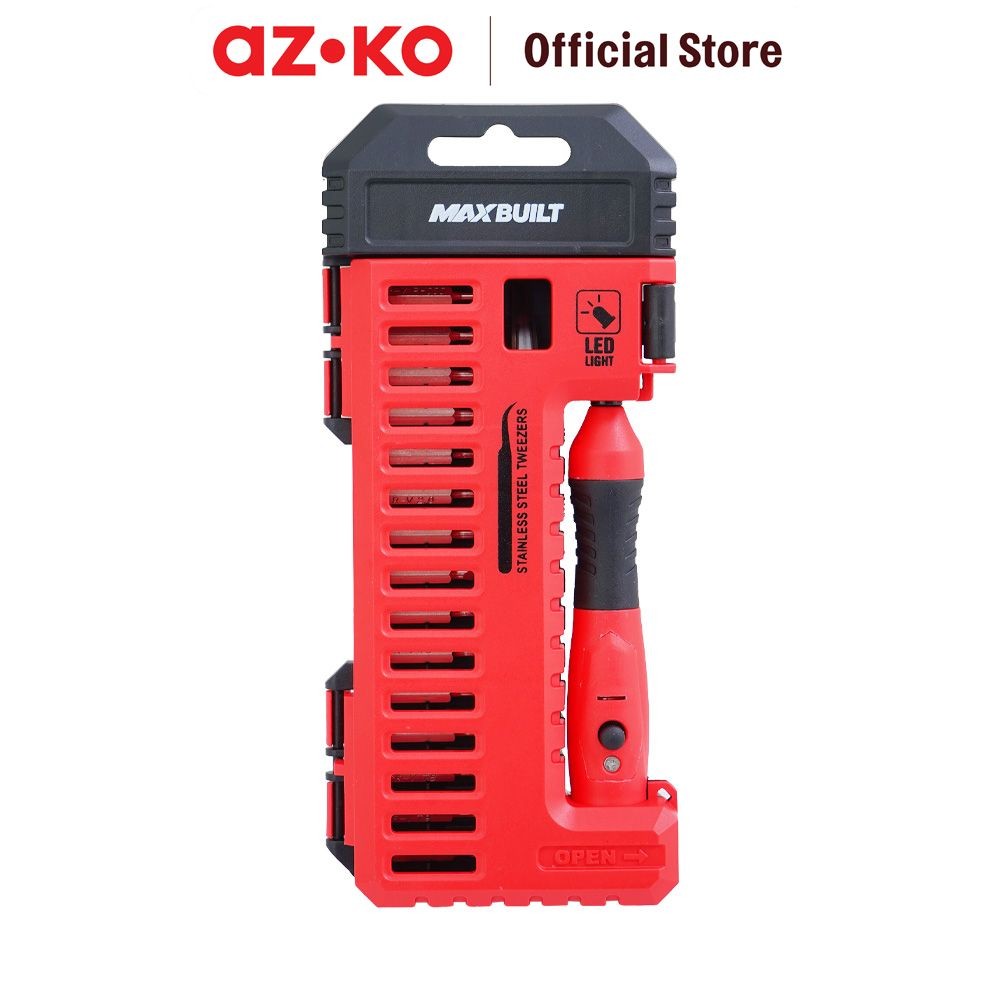 AZKO Maxbuilt Set 17 Pcs Obeng Presisi Dengan Lampu Led - Merah/Hitam Precision Screwdriver Obeng Mu