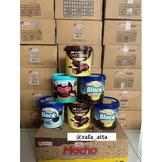 

(1 Karton isi 6 Toples) Macho / Choco Bar / Black Cookies Marindo