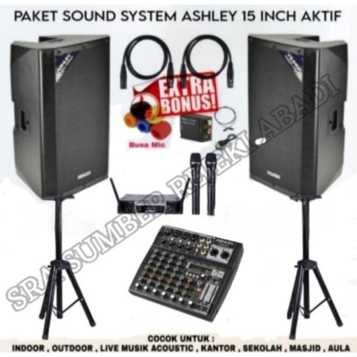 DISTRIBUTOR Paket Sound System Karaoke Outdoor Indoor Speaker Ashley 15 Inch Aktif Garansi