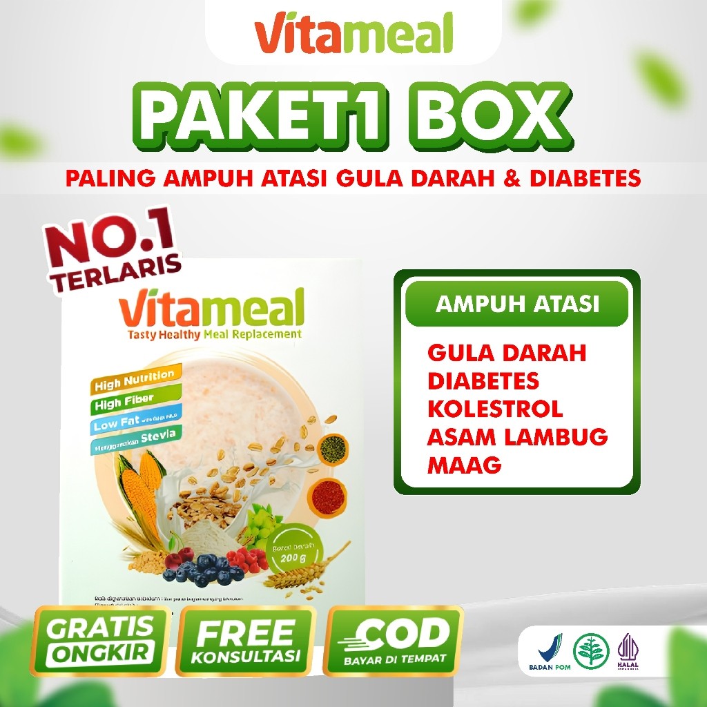

VITAMEAL - Sereal Sehat Multigrain Solusi Cepat Atasi Gula Darah, Diabetes, Kolestrol Dan Maag