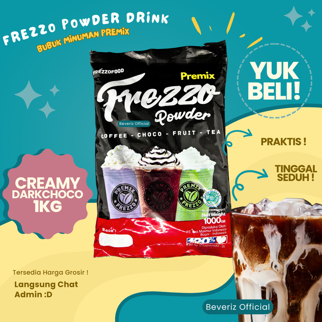 

BEVERIZ Frezzo Bubuk Minuman Rasa Creamy Dark Choco | Boba Powder Drink Creamy Dark Choco 1 Kg / 1000gram { Bisa COD} {Tersedia Harga Grosir}