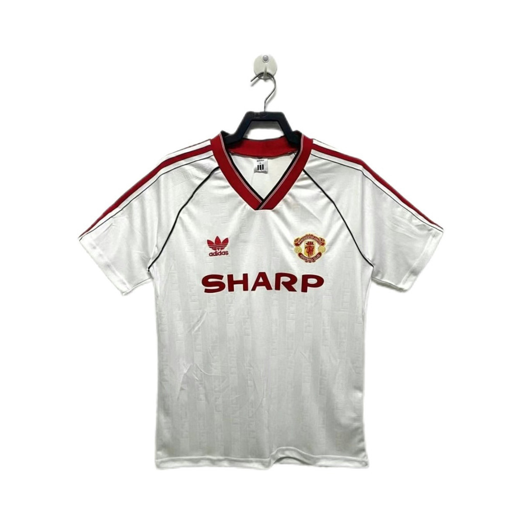 88/90 Manchester United Away Seragam Sepak Bola Klasik Retro Bordir Olahraga Jersey Kustom