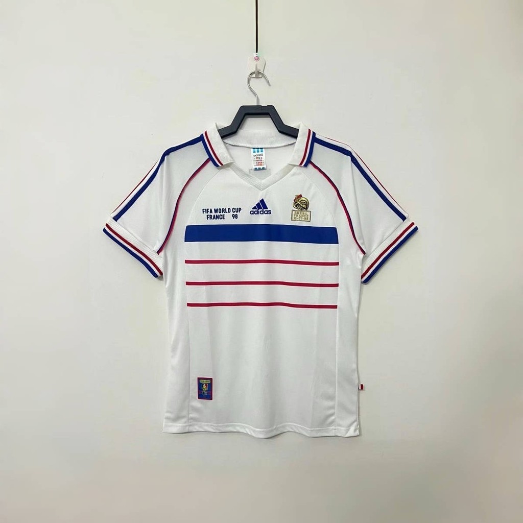 Jersey Olahraga Seragam Sepak Bola 1998/France Away Klasik Retro Bordir Olahraga