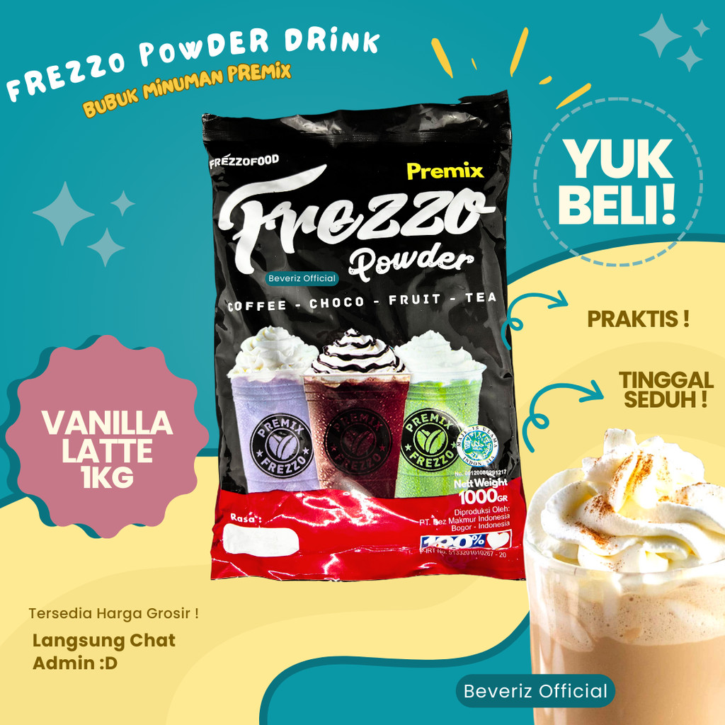 

BEVERIZ Frezzo Bubuk Minuman Rasa Vanila Latte | Vanilla Latte Boba Powder Drink 1Kg / 1000gram {Bisa COD} {tersedia harga grosir}