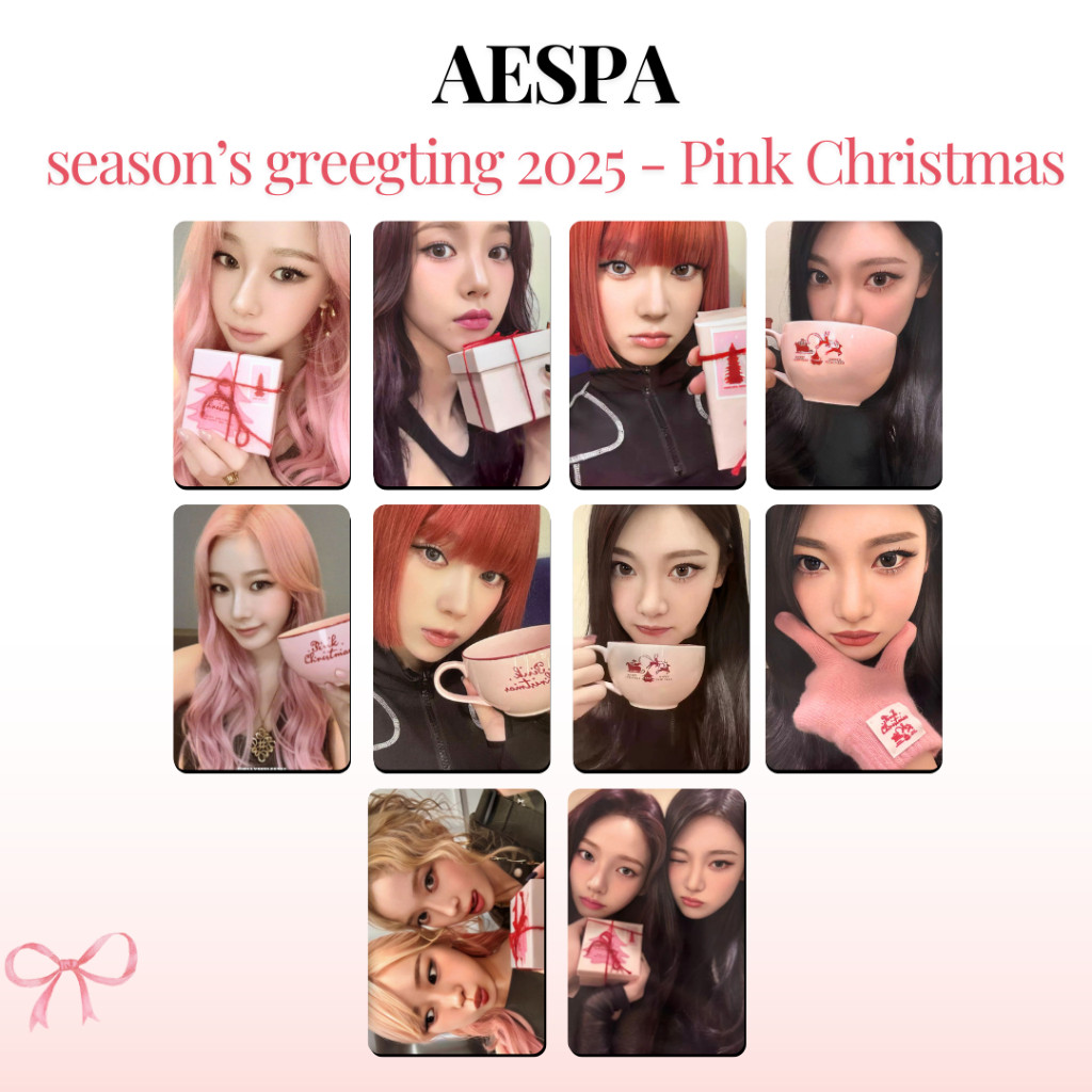 AESPA - (ISI 4 PCS) SEASON'S GREETING 2025 SG25 Pink Christmas Photocard aespa On the Block winmel w