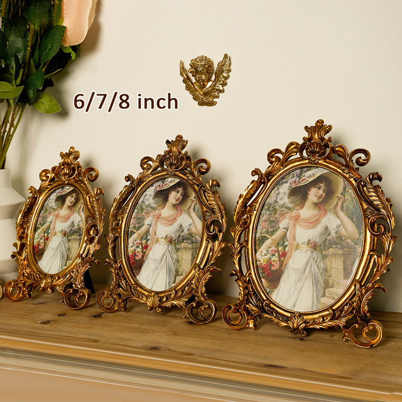 Eropa Photo Frame Bingkai / 6 inch 7 inch 8 inch Bingkai / Foto Ukir Retro  Bingkai / Foto Oval Bing