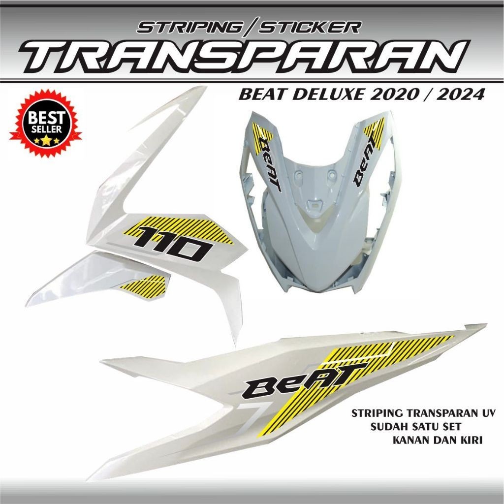STRIPING STIKER TRANSPARAN ORIGINAL STIKER STRIPING BEAT BARU 2020 / 2024 TRANSFARAN MOTOR BEAT DELU