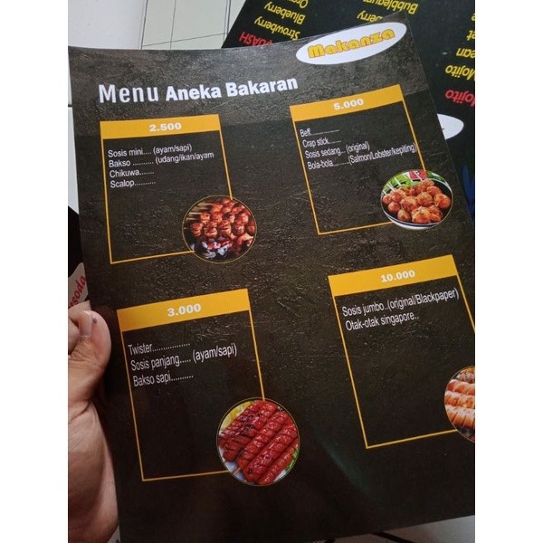 

kikagaleri - Cetak daftar menu makanan/minuman ( ukuran A4 sudah laminasi)