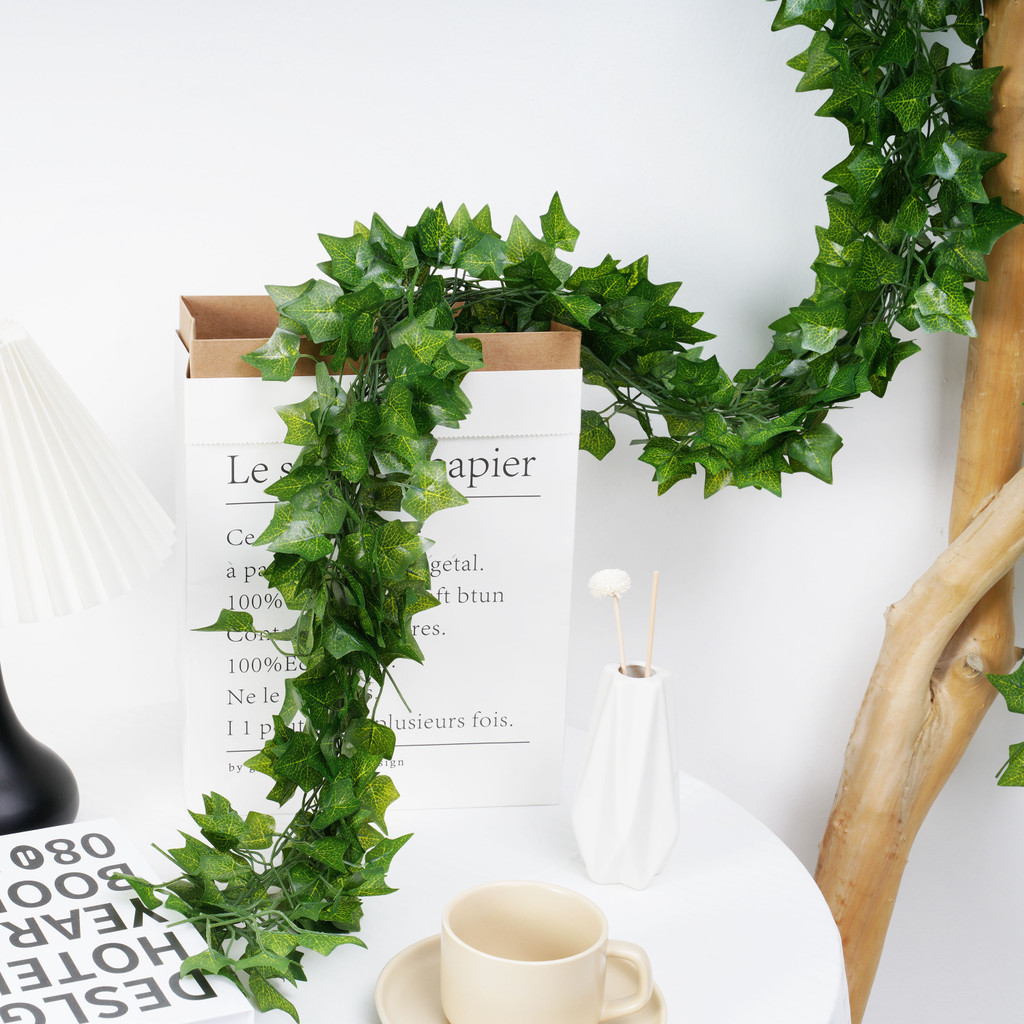 

2.1M Green Ivy Leaf Hanging Vine Artificial Garland Silk Wall Plant Home Garden Decoration Wedding Party DIY Fake Wreath Leaves