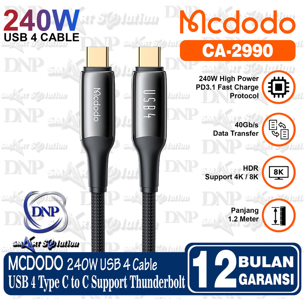 MCDODO CA2990 Kabel USB 4 Type C to Type C Thunderbolt 40Gbps 8K Fast 240W