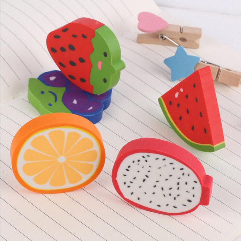 

1pack/lot New Small Cute Kawaii Fruit Orange Eraser Random Rubber Student Gift Prize School Office Stationery Material Escolar