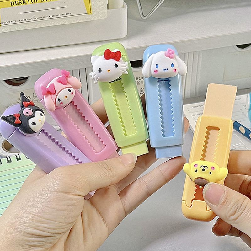 

Cute Sanrio Hello Kitty Push-Pull Eraser Scalable Cartoon Eraser Sanrio Kuromi Cinnamoroll Eraser Student Reward Stationery Gift