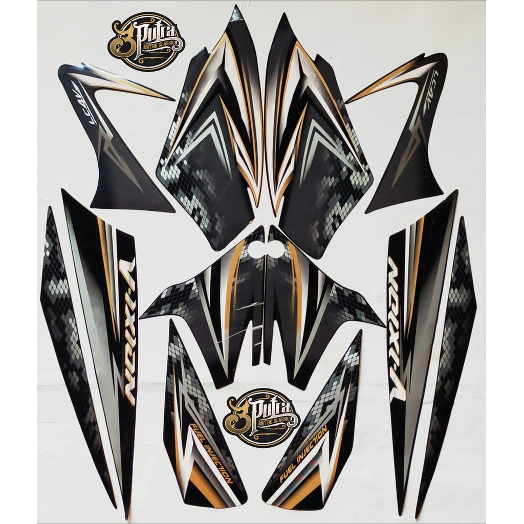 STIKER STRIPING & LIS BODY MOTOR VIXION OLD 2008 2009 HITAM GOLD/Stiker Striping Lis Body Motor Yama