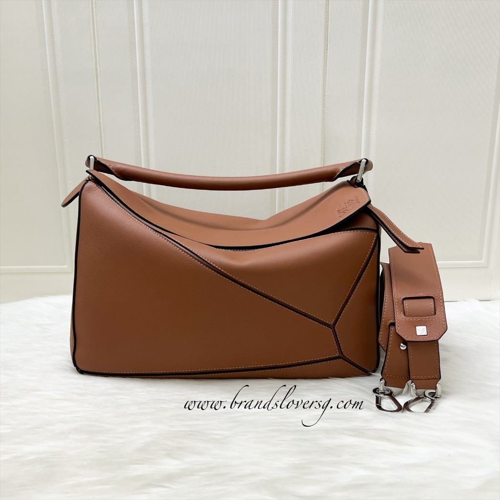 (Pre-loved) Loewe Large Puzzle Bag in Tan SHW