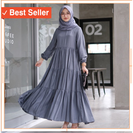 Pakaian Wanita Gamis Dress Cantik Murah Bagus /Baju Gamis wanita maxy hexa dress muslim polos katun 