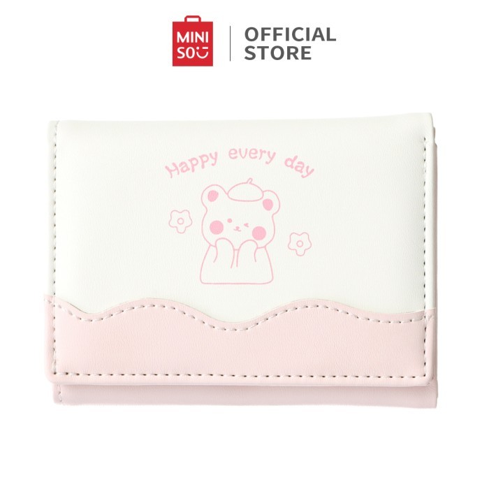 Miniso Dompet Pendek Lipat Tiga Wanita Lucu Cute Bear Series - Biru Muda /New Update 2025