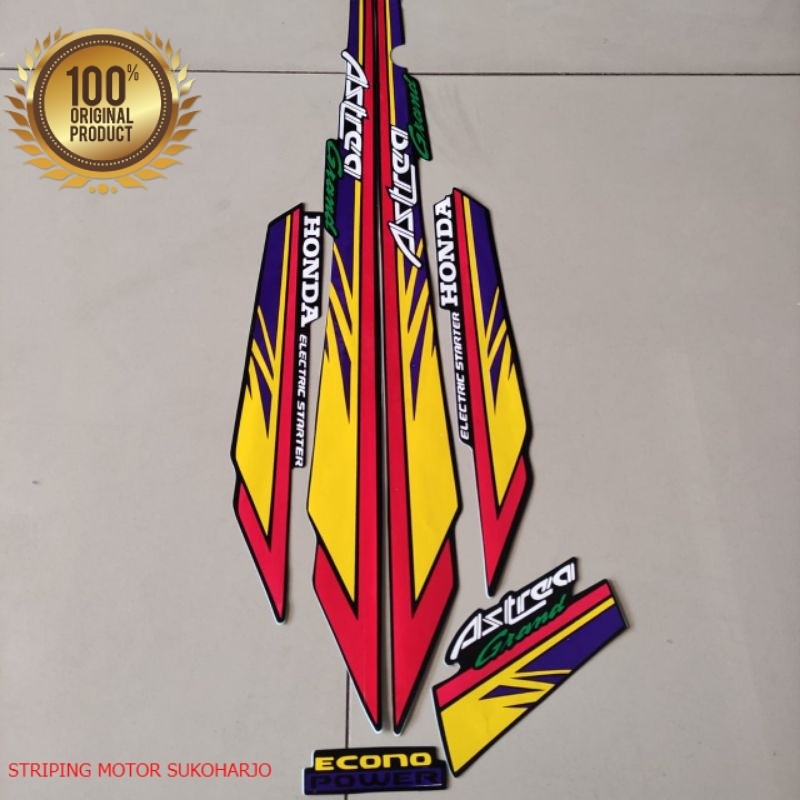 (ORI) STRIPING HONDA ASTREA GRAND BULUS KAPSUL LIST BODY 1993 MERAH KUNING kualitas original