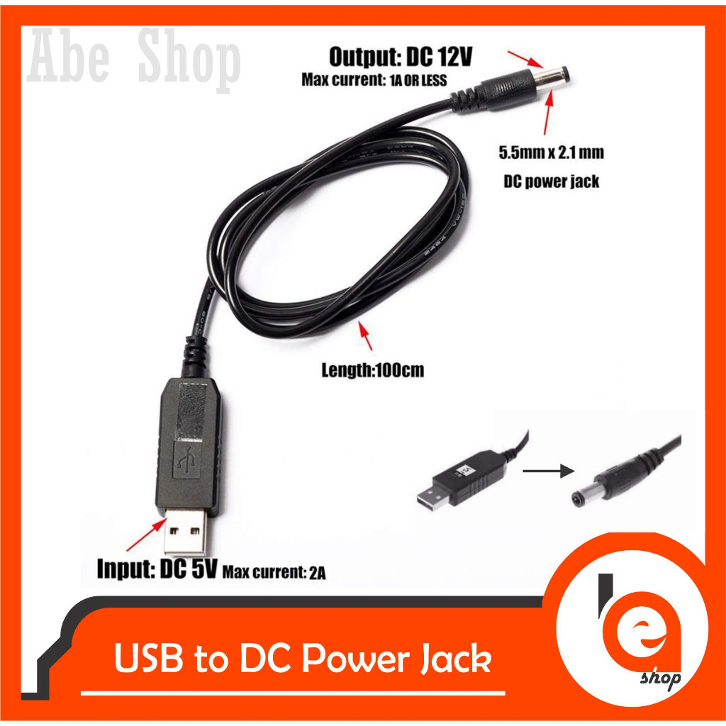 USB 5V to DC Power Jack 12V Step Up Converter 5 v 12 v Modul Kabel Konverter Abe