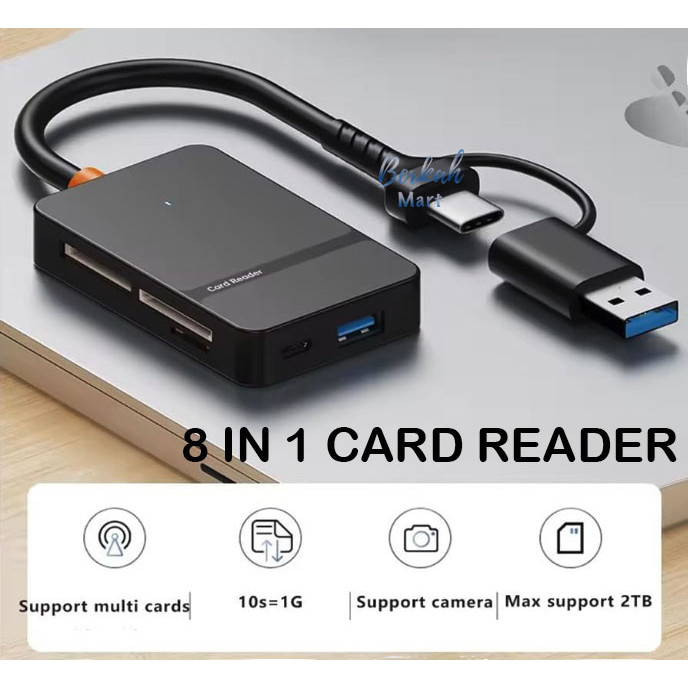Plug & Play Multi Port Card Reader Type-C + USB To Slot USB 3.0 Tipe C Data SD TF MS CF Card Pembaca