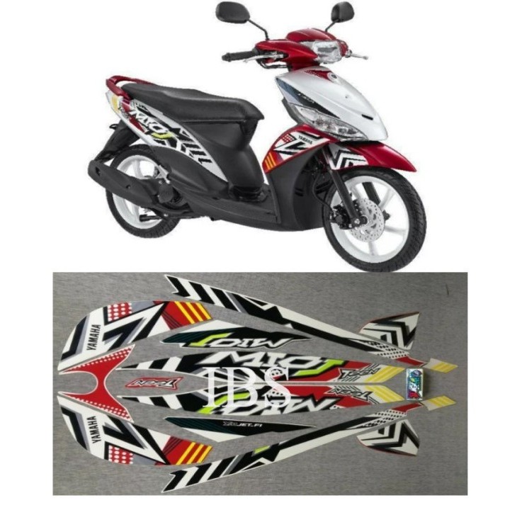 STRIPING MIO J TEEN MERAH PUTIH 2013 STIKER ORI YAMAHA POLET