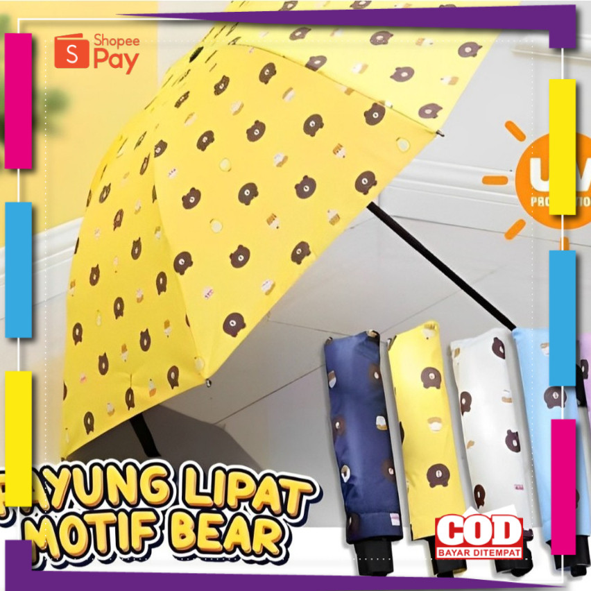 [PREMIUM ORIGINAL] [AGS] Payung Lipat 3D Motif Beruang / Payung Lipat Kuat Dan Tebal