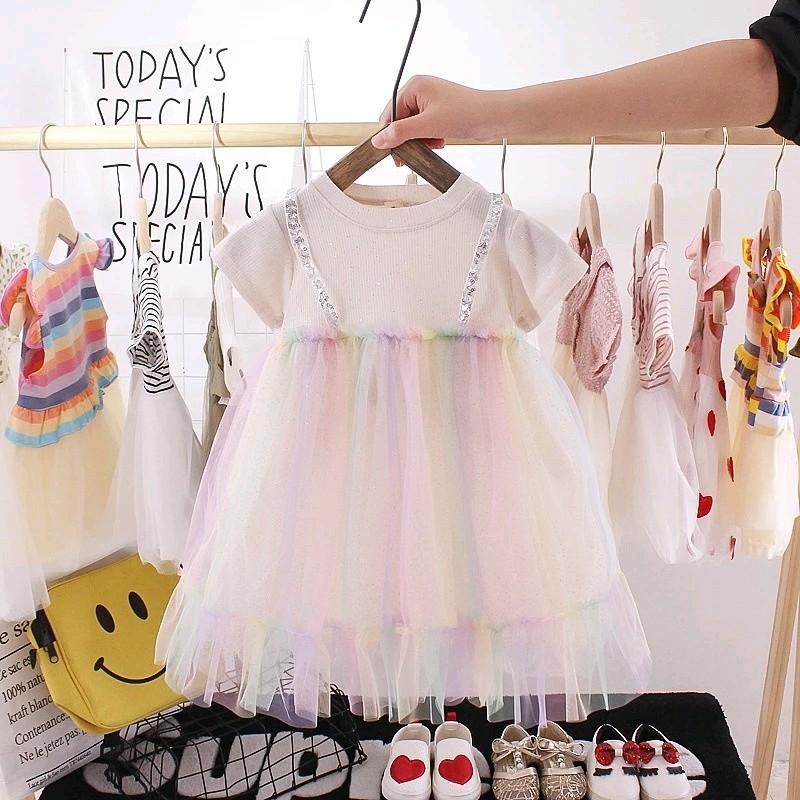 DRESS ANAK PEREMPUAN BAHAN TILE FURING 0-36 BULAN