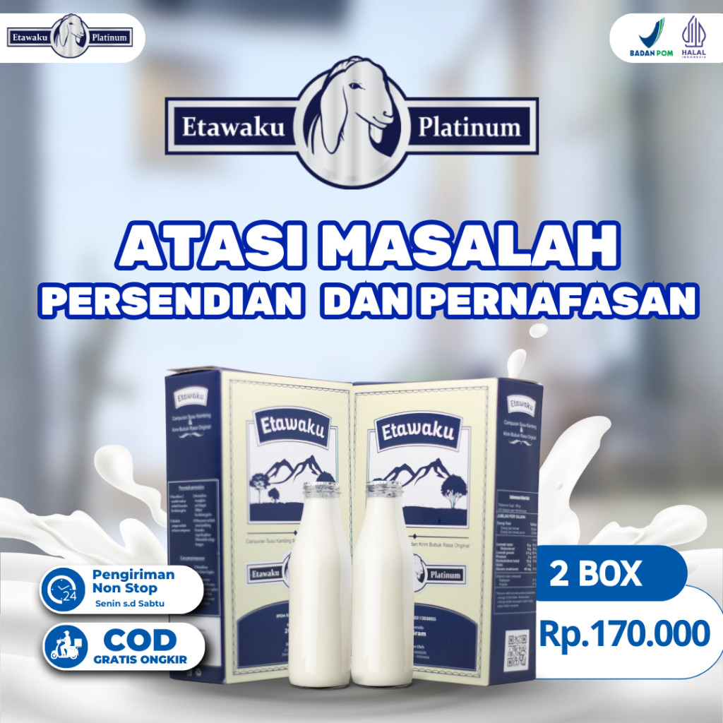 

CUCI GUDANG!! Etawaku Platinum Atasi Masalah Persendian dan Pernafasan Paket 2 Box