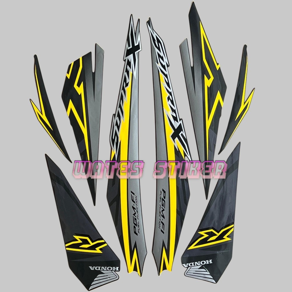 Striping Decal Polet Sticker Honda Supra x 125 fi 2018 hitam kuning standart Fullset