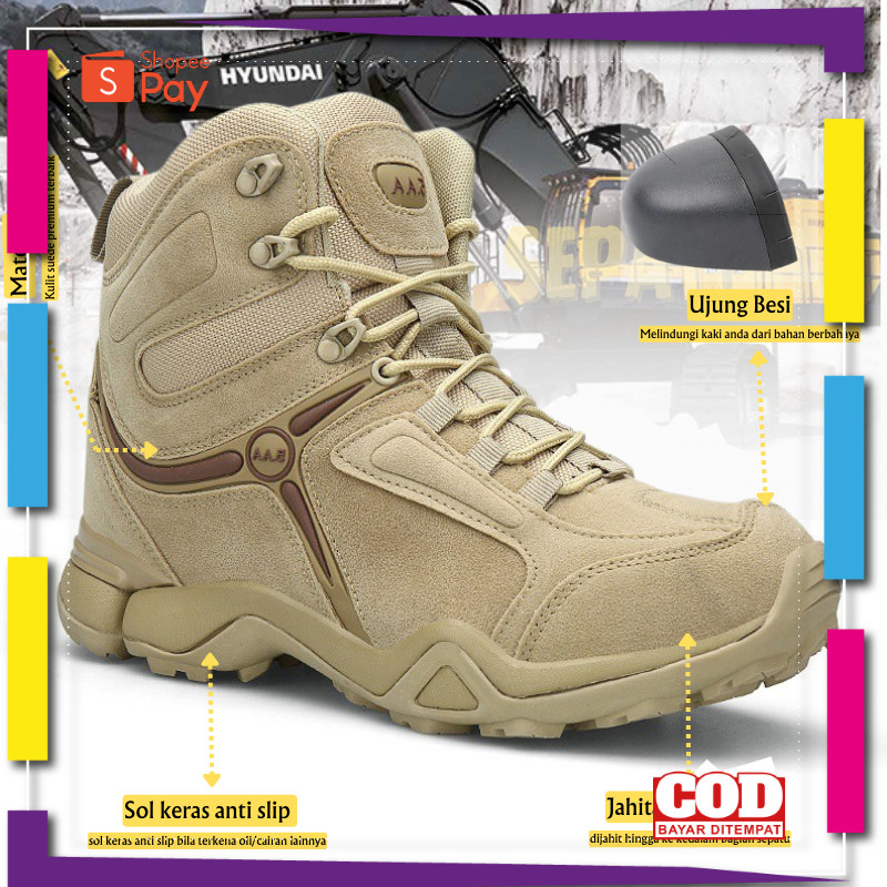 [PREMIUM ORIGINAL] Sepatu Safety Pria Tactical 5AA / Sepatu Satpol PP PDL Murah / Sepatu Safety Boot