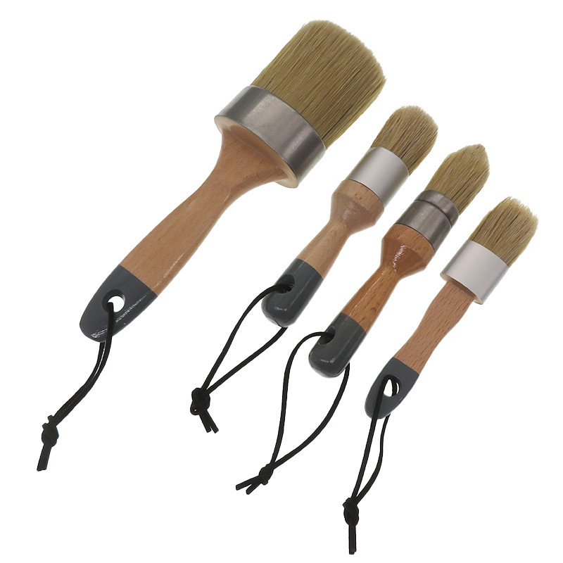 

Chalk Paint Brush Wax Brushes Set 4Pcs Natural Bristle Paint Brushes with Wooden Handle Chalk Paint Brushes for Paint Furniture