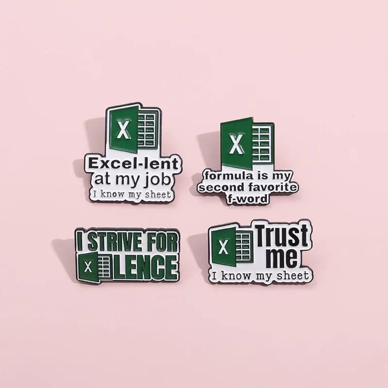 

Funny Spreadsheet Office Tools Enamel Pins Trust Me I Know My Sheet Brooch Backpack Shirt Lapel Badge Jewelry Gifts Wholesale